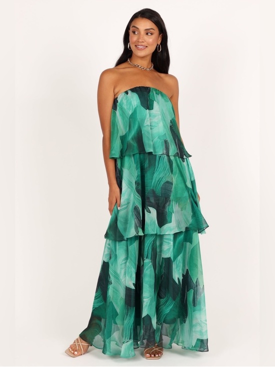 Petal & Pup Dresses & Skirts - Petal & Pup Bloom Strapless Maxi Dress in Green Floral
